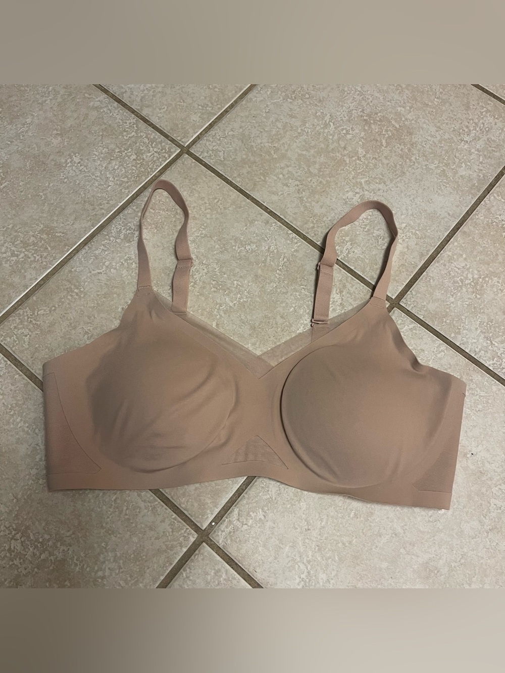 Honeylove Mesh Bra Size Large Nude Beige Wireless Adjustable Comfort Padded